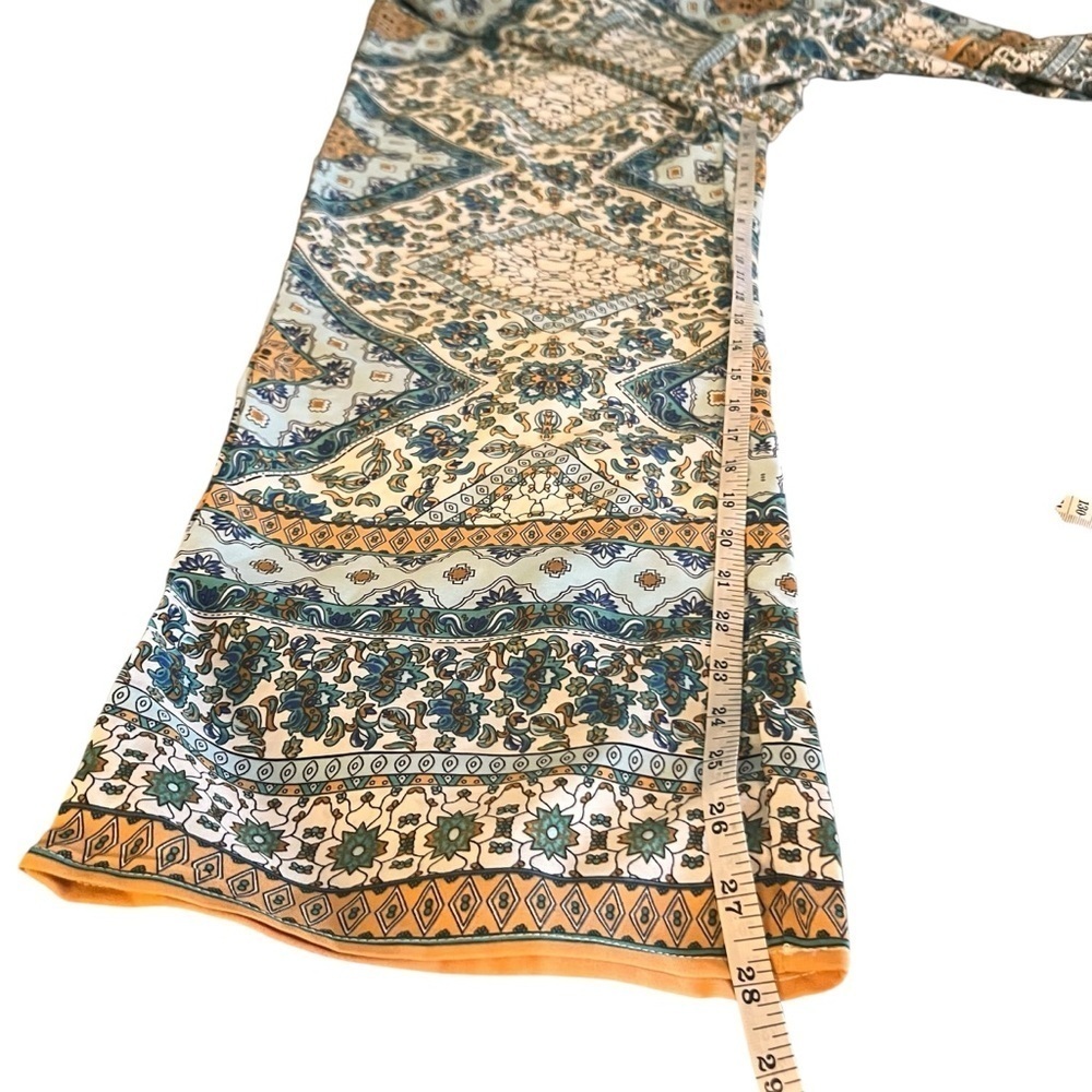 SHEIN Print Pants in Teal Gold Blue SZ M - Picture 4 of 4